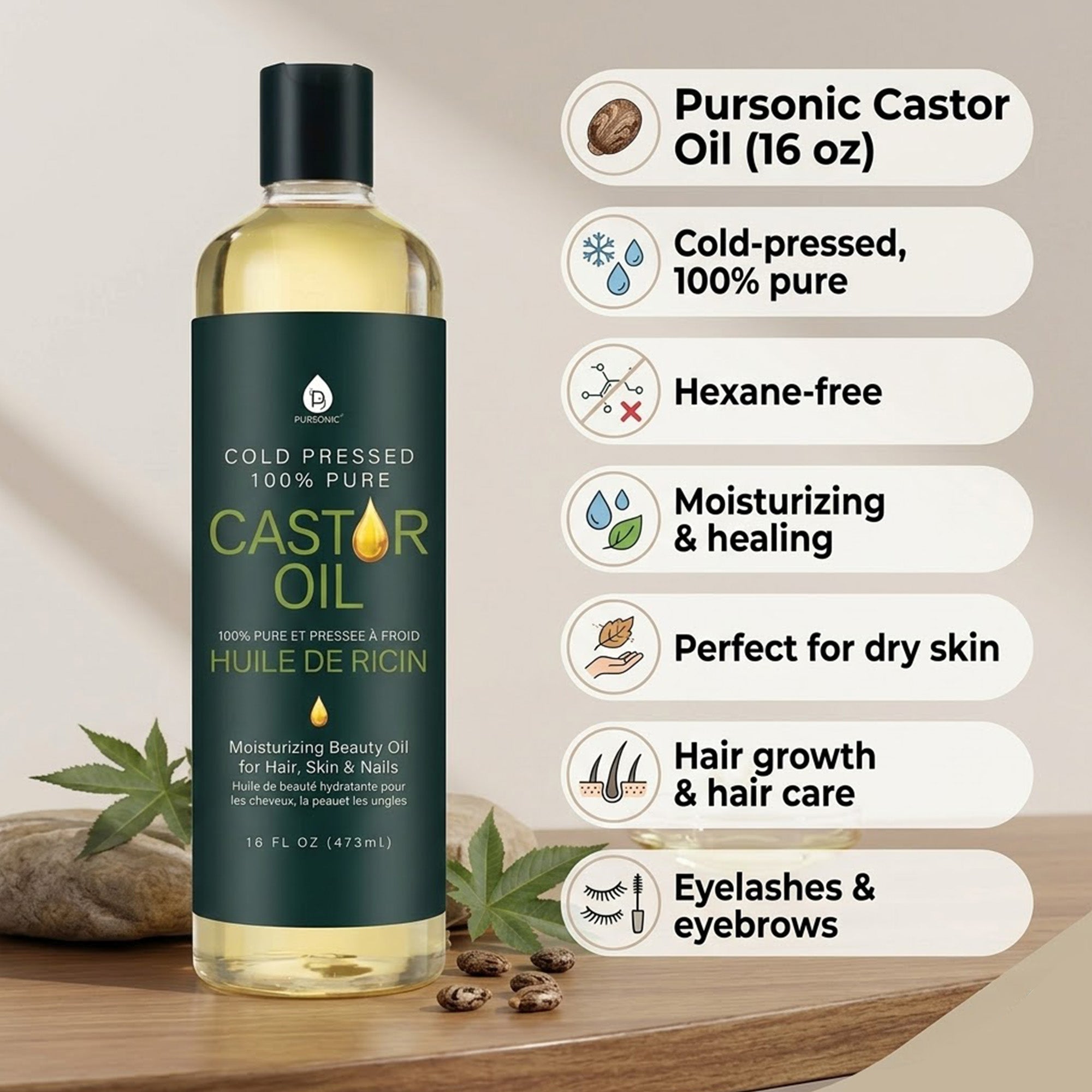 100% Pure Cold Pressed Castor Oil 16 Oz - LAVANDO100% Pure Cold Pressed Castor Oil 16 Oz100% Pure Cold Pressed Castor Oil 16 Oz