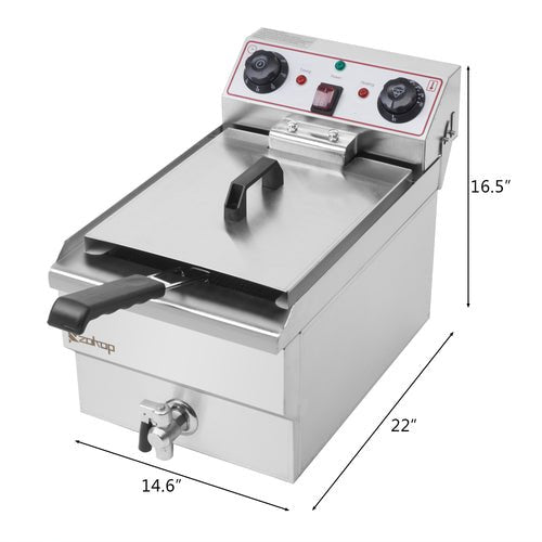 1.7KW 12.5QT/11.8L Stainless Steel Faucet Single Tank Deep Fryer - LAVANDO1.7KW 12.5QT/11.8L Stainless Steel Faucet Single Tank Deep Fryer1.7KW 12.5QT/11.8L Stainless Steel Faucet Single Tank Deep Fryer