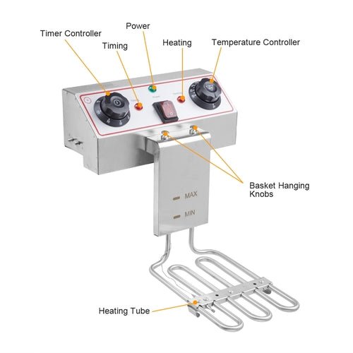 1.7KW 12.5QT/11.8L Stainless Steel Faucet Single Tank Deep Fryer - LAVANDO1.7KW 12.5QT/11.8L Stainless Steel Faucet Single Tank Deep Fryer1.7KW 12.5QT/11.8L Stainless Steel Faucet Single Tank Deep Fryer