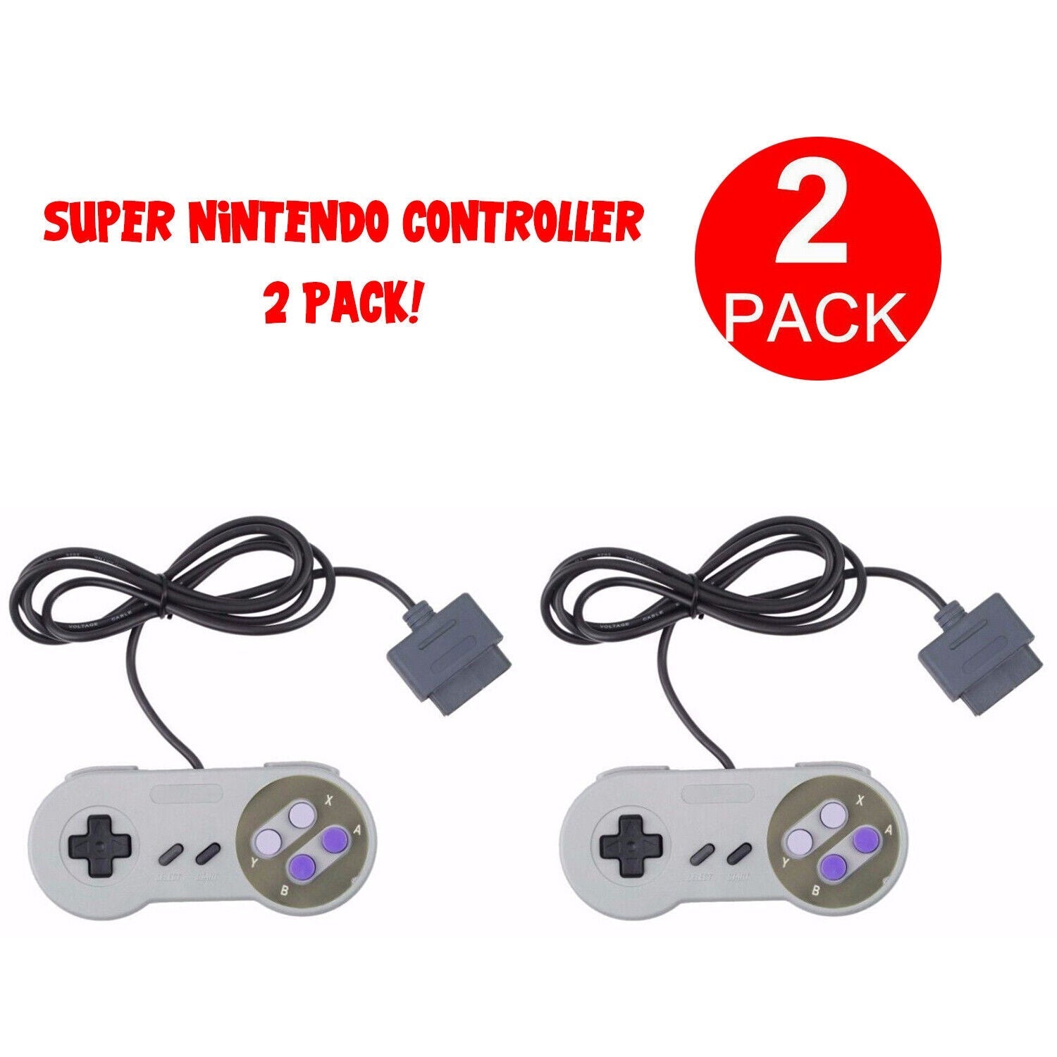 2 FOR New Super Nintendo SNES System Console Replacement Controller 6FT SNS-005 - LAVANDO2 FOR New Super Nintendo SNES System Console Replacement Controller 6FT SNS-0052 FOR New Super Nintendo SNES System Console Replacement Controller 6FT SNS-005