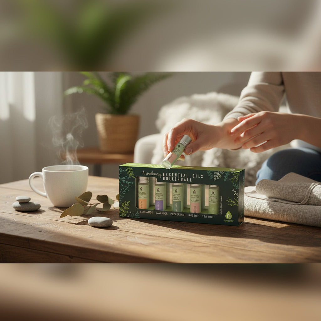 Aromatherapy Essential Oils Rollerballs (Bergamot, Lavender, Peppermint, Rosehip, Tea Tree) - LAVANDOAromatherapy Essential Oils Rollerballs (Bergamot, Lavender, Peppermint, Rosehip, Tea Tree)Aromatherapy Essential Oils Rollerballs (Bergamot, Lavender, Peppermint, Rosehip, Tea Tree)