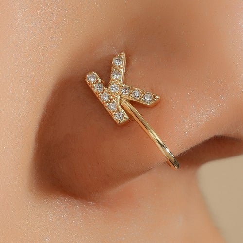 No Piercing Nose Pin Copper Inlaid Zircon Letter U Shape - LAVANDONo Piercing Nose Pin Copper Inlaid Zircon Letter U ShapeNo Piercing Nose Pin Copper Inlaid Zircon Letter U Shape
