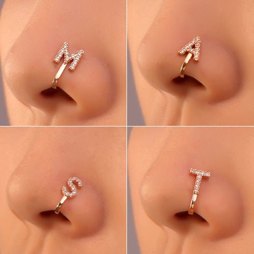 No Piercing Nose Pin Copper Inlaid Zircon Letter U Shape - LAVANDONo Piercing Nose Pin Copper Inlaid Zircon Letter U ShapeNo Piercing Nose Pin Copper Inlaid Zircon Letter U Shape