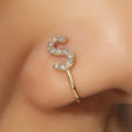 No Piercing Nose Pin Copper Inlaid Zircon Letter U Shape - LAVANDONo Piercing Nose Pin Copper Inlaid Zircon Letter U ShapeNo Piercing Nose Pin Copper Inlaid Zircon Letter U Shape