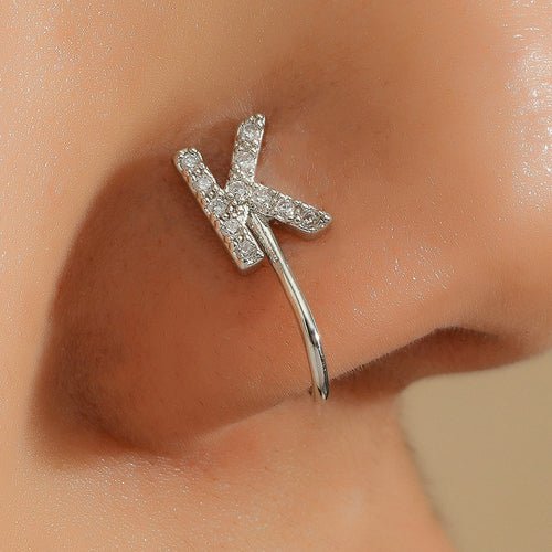 No Piercing Nose Pin Copper Inlaid Zircon Letter U Shape - LAVANDONo Piercing Nose Pin Copper Inlaid Zircon Letter U ShapeNo Piercing Nose Pin Copper Inlaid Zircon Letter U Shape