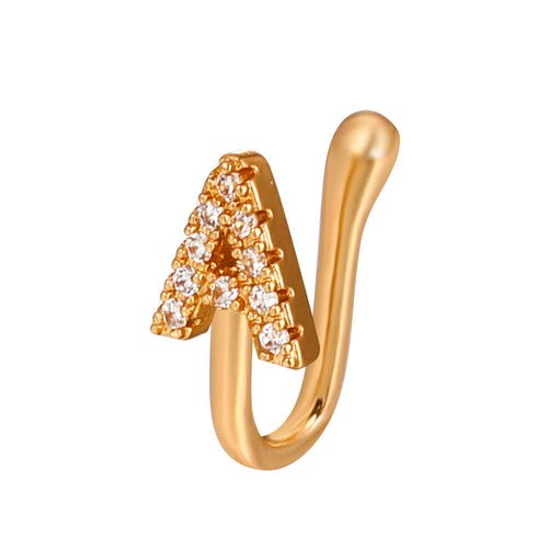 No Piercing Nose Pin Copper Inlaid Zircon Letter U Shape - LAVANDONo Piercing Nose Pin Copper Inlaid Zircon Letter U ShapeNo Piercing Nose Pin Copper Inlaid Zircon Letter U Shape