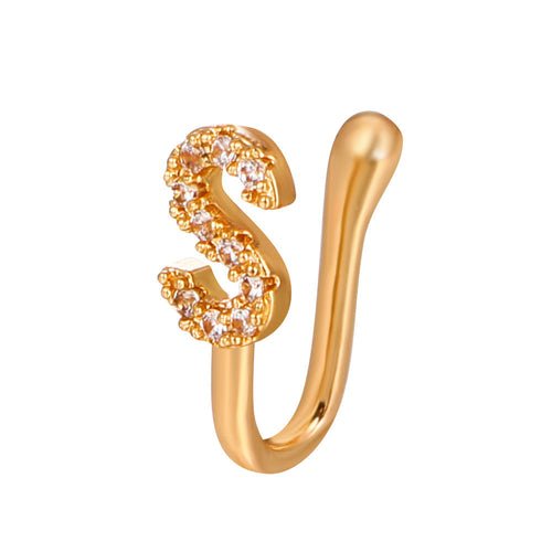 No Piercing Nose Pin Copper Inlaid Zircon Letter U Shape - LAVANDONo Piercing Nose Pin Copper Inlaid Zircon Letter U ShapeNo Piercing Nose Pin Copper Inlaid Zircon Letter U Shape