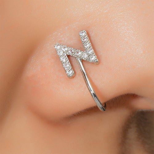 No Piercing Nose Pin Copper Inlaid Zircon Letter U Shape - LAVANDONo Piercing Nose Pin Copper Inlaid Zircon Letter U ShapeNo Piercing Nose Pin Copper Inlaid Zircon Letter U Shape