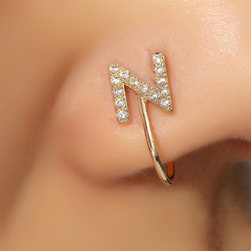 No Piercing Nose Pin Copper Inlaid Zircon Letter U Shape - LAVANDONo Piercing Nose Pin Copper Inlaid Zircon Letter U ShapeNo Piercing Nose Pin Copper Inlaid Zircon Letter U Shape