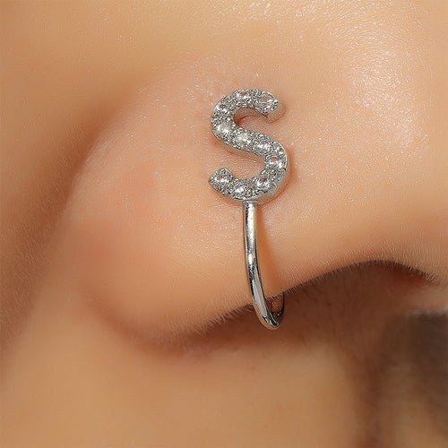 No Piercing Nose Pin Copper Inlaid Zircon Letter U Shape - LAVANDONo Piercing Nose Pin Copper Inlaid Zircon Letter U ShapeNo Piercing Nose Pin Copper Inlaid Zircon Letter U Shape