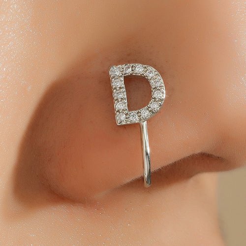 No Piercing Nose Pin Copper Inlaid Zircon Letter U Shape - LAVANDONo Piercing Nose Pin Copper Inlaid Zircon Letter U ShapeNo Piercing Nose Pin Copper Inlaid Zircon Letter U Shape