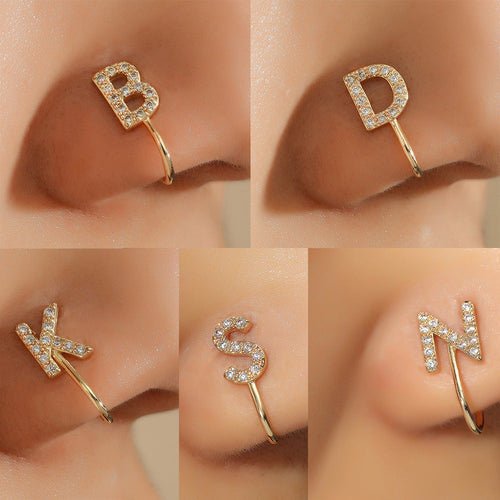 No Piercing Nose Pin Copper Inlaid Zircon Letter U Shape - LAVANDONo Piercing Nose Pin Copper Inlaid Zircon Letter U ShapeNo Piercing Nose Pin Copper Inlaid Zircon Letter U Shape