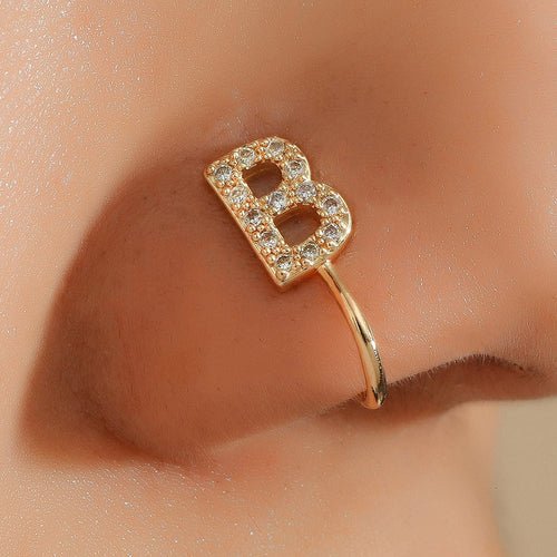 No Piercing Nose Pin Copper Inlaid Zircon Letter U Shape - LAVANDONo Piercing Nose Pin Copper Inlaid Zircon Letter U ShapeNo Piercing Nose Pin Copper Inlaid Zircon Letter U Shape