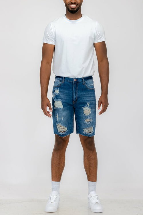 Washed Distressed Denim Shorts DSP1 - LAVANDOWashed Distressed Denim Shorts DSP1Washed Distressed Denim Shorts DSP1