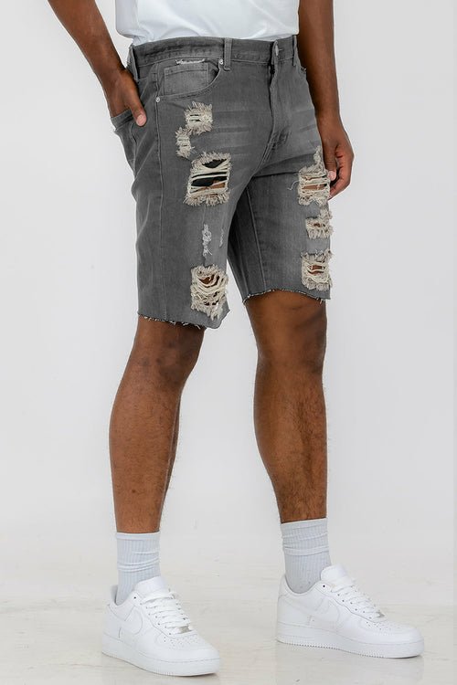 Washed Distressed Denim Shorts DSP1 - LAVANDOWashed Distressed Denim Shorts DSP1Washed Distressed Denim Shorts DSP1
