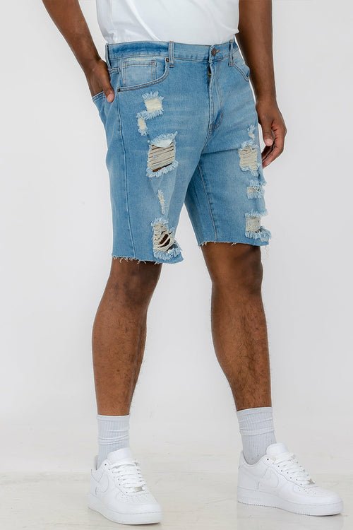 Washed Distressed Denim Shorts DSP1 - LAVANDOWashed Distressed Denim Shorts DSP1Washed Distressed Denim Shorts DSP1