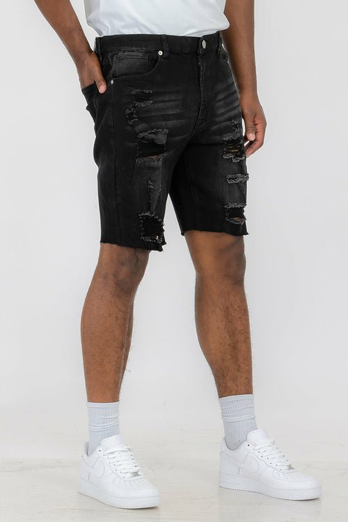 Washed Distressed Denim Shorts DSP1 - LAVANDOWashed Distressed Denim Shorts DSP1Washed Distressed Denim Shorts DSP1