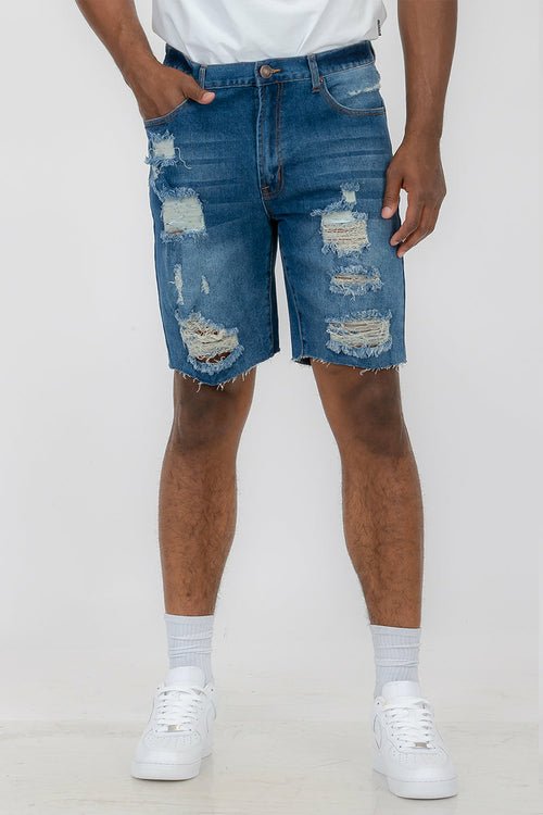 Washed Distressed Denim Shorts DSP1 - LAVANDOWashed Distressed Denim Shorts DSP1Washed Distressed Denim Shorts DSP1