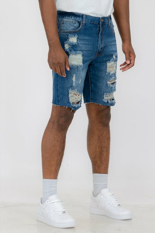 Washed Distressed Denim Shorts DSP1 - LAVANDOWashed Distressed Denim Shorts DSP1Washed Distressed Denim Shorts DSP1